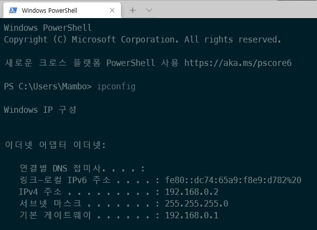 내부 아이피 조회