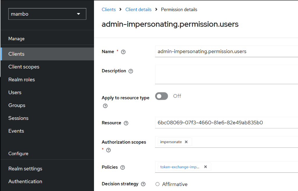 Keycloak Users Permissions Configuration